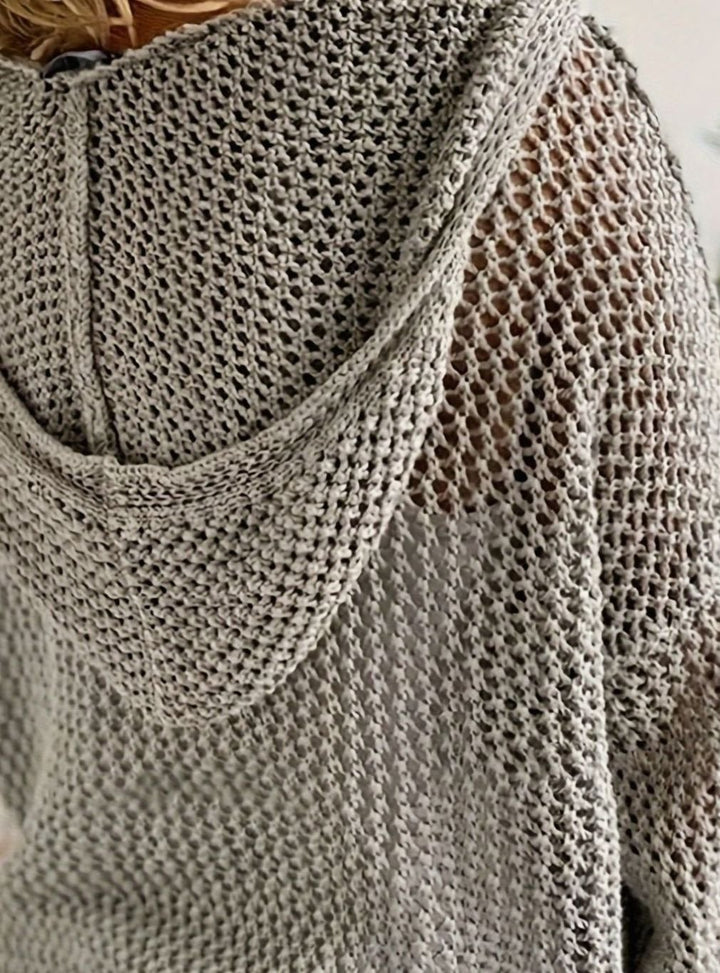 Women's Relaxed Open-Knit Hooded Sweater