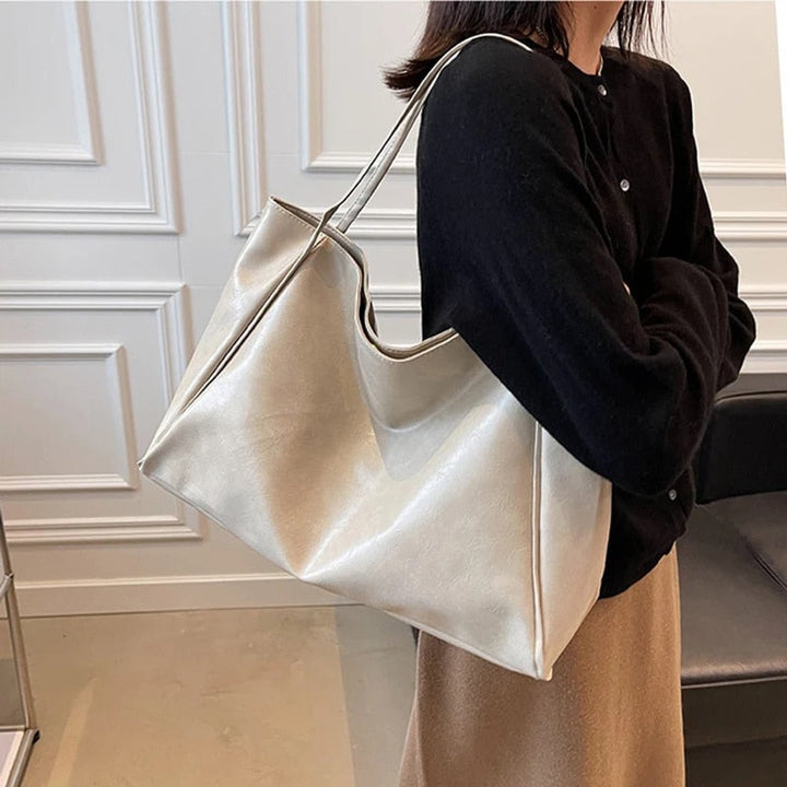 Women's Retro Large Faux Leather Shoulder Tote Bag
