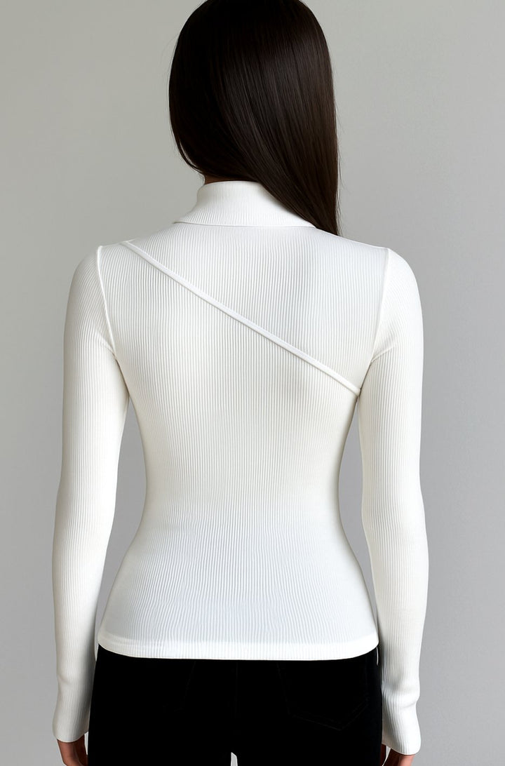 Women's Ribbed Mock Neck Long Sleeve Fitted Turtleneck Sweater Top