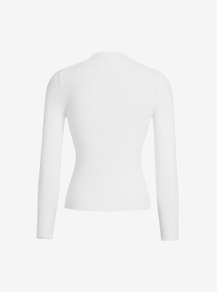 Women's Ribbed Mock-Neck Long-Sleeve Turtleneck Sweater Top