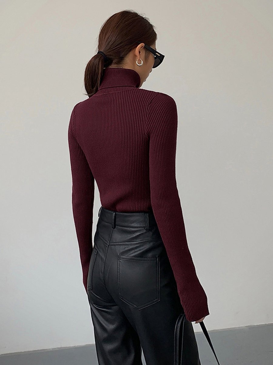 Women's Ribbed Turtleneck Knit Sweater