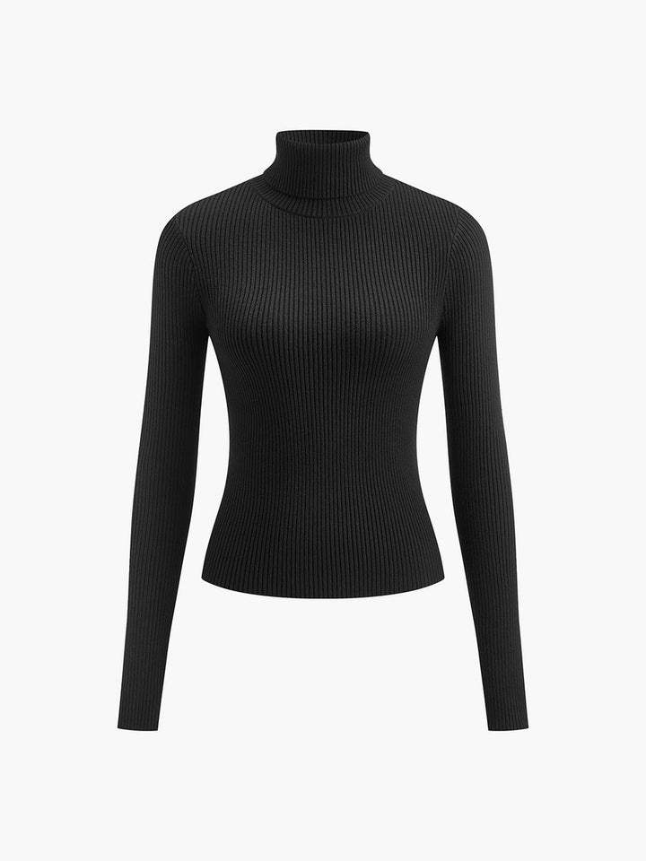 Women's Ribbed Turtleneck Knit Sweater