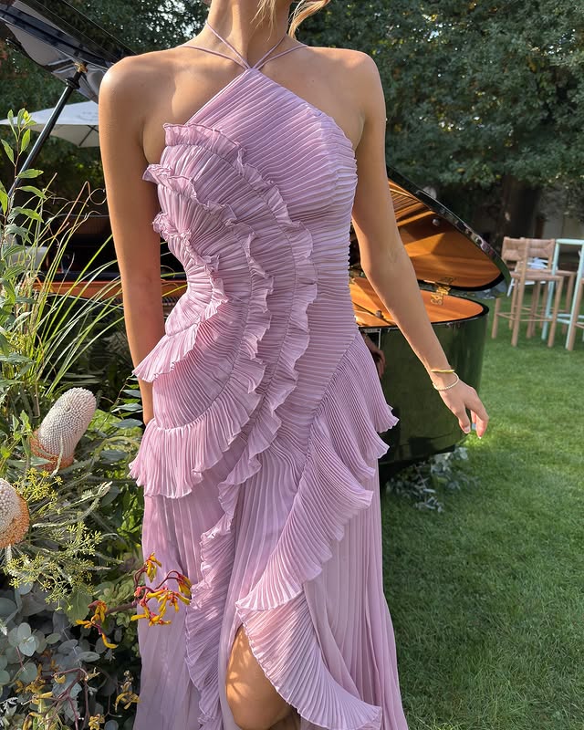 Brooklyn | Women’s Ruffle Halter Maxi Wedding Guest Dress