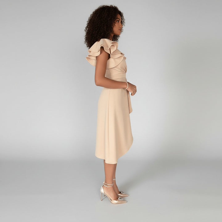 Women's Ruffle Sleeve Wrap-Style Mother of the Bride Dress