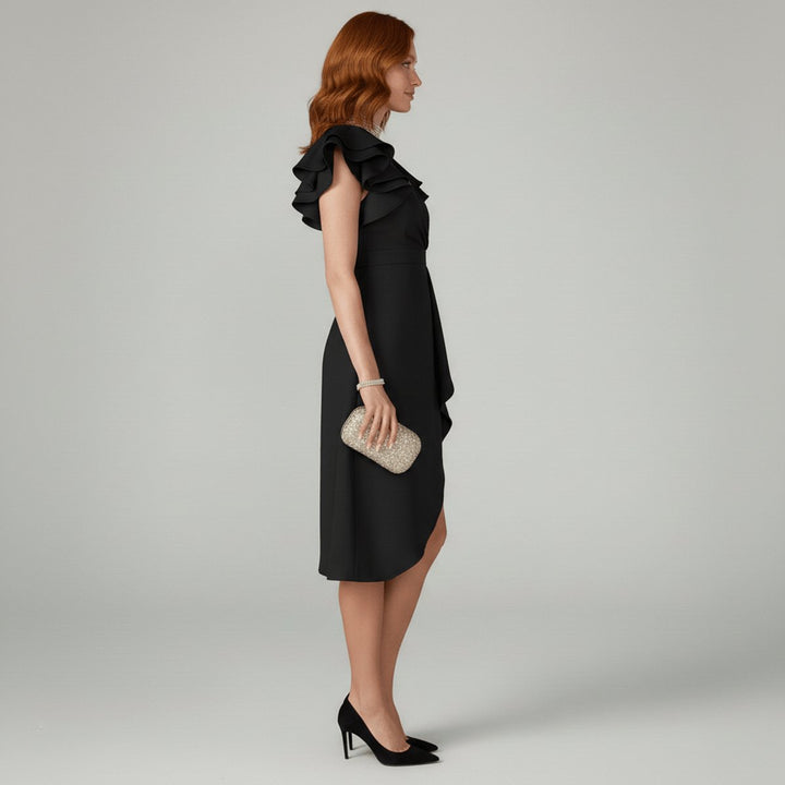 Women's Ruffle Sleeve Wrap-Style Mother of the Bride Dress