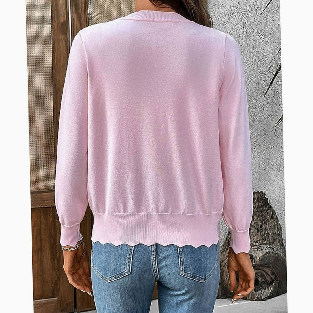 Women's Scalloped-Edge Button-Front Knit Cardigan