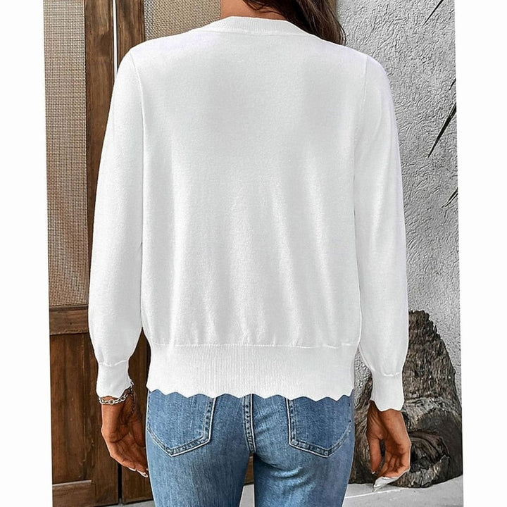 Women's Scalloped-Edge Button-Front Knit Cardigan