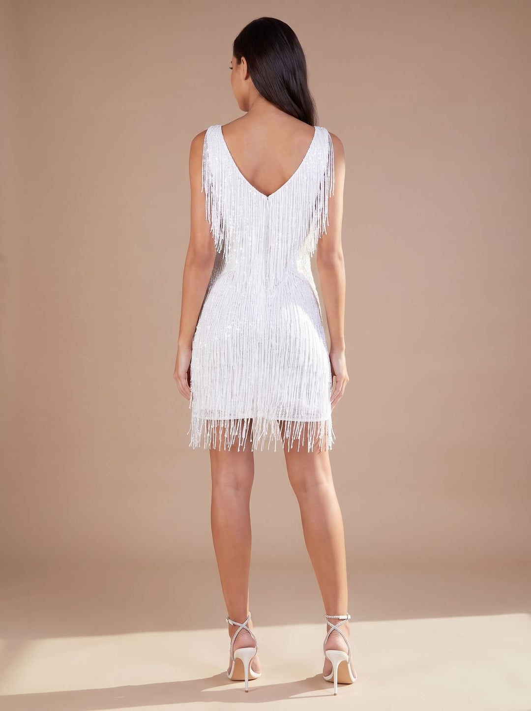 Women's Sequin Fringe V-Neck Christmas Party Mini Dress