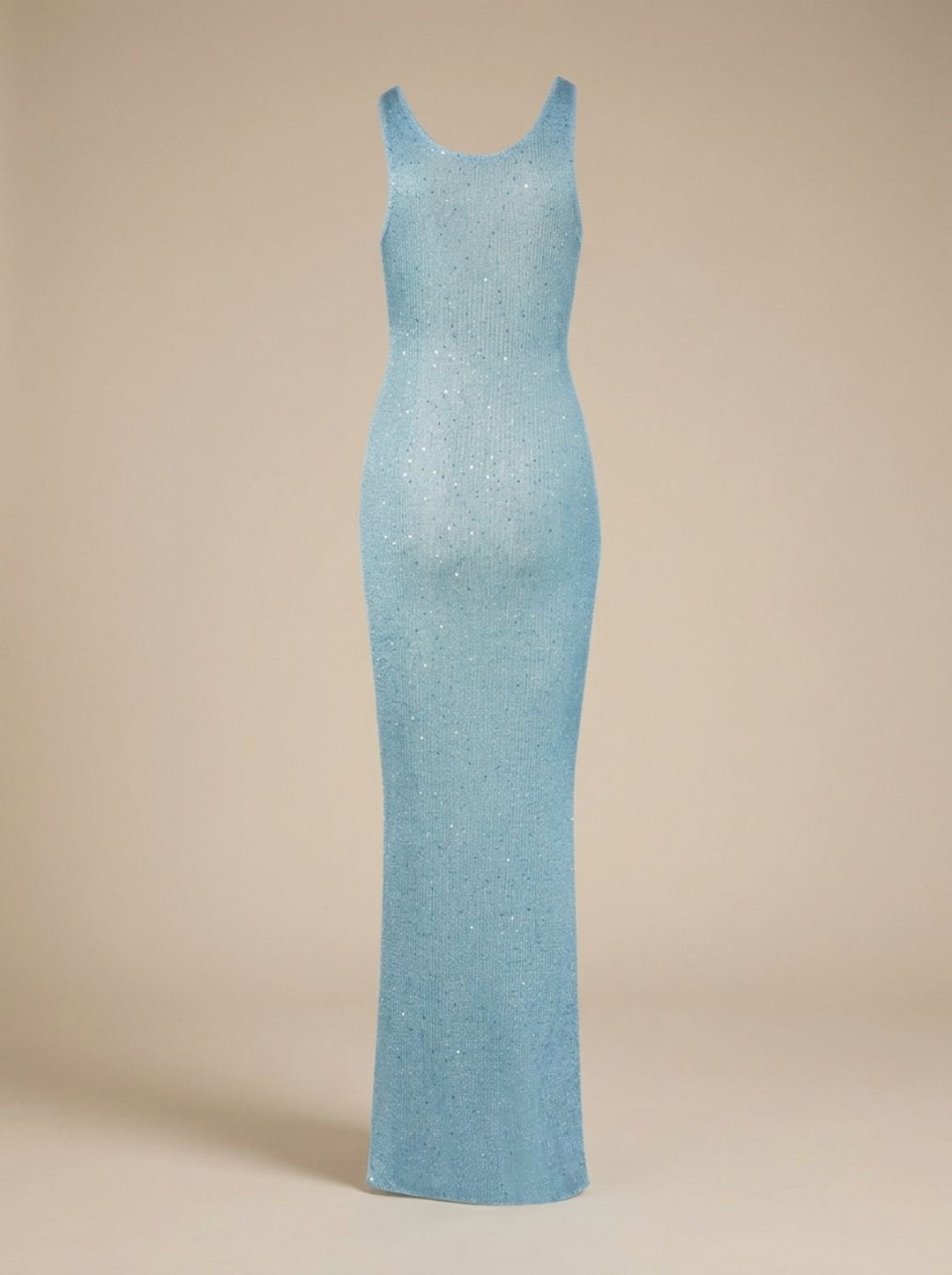 Women's Sequin Maxi Dress Sleeveless Scoop-Neck Body-Con