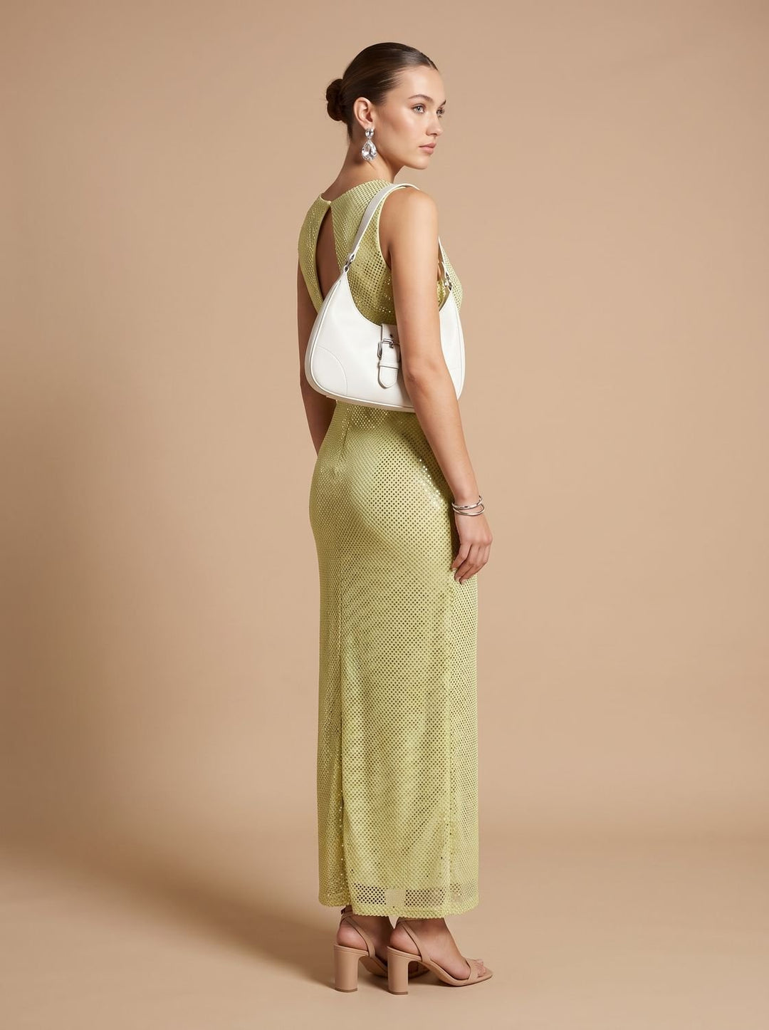 Women's Sequin Maxi Dress Sleeveless Scoop-Neck Body-Con