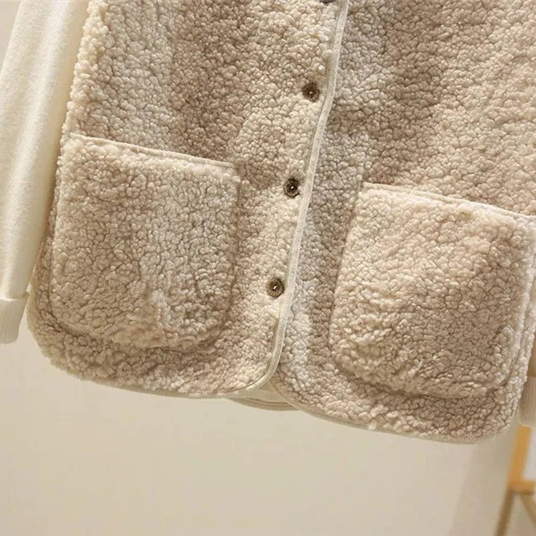 Women's Sherpa Fleece Puffer Vest Button-Front Sleeveless Jacket
