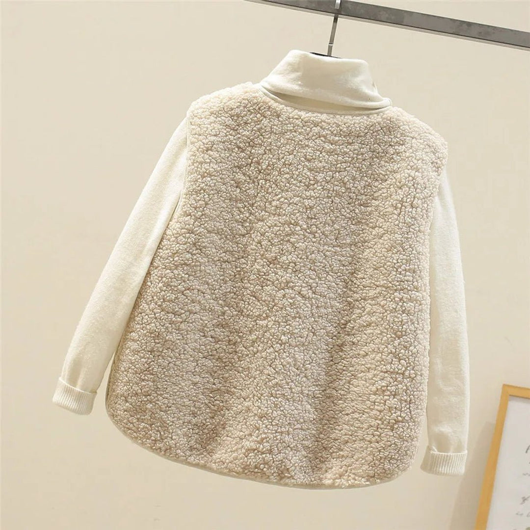 Women's Sherpa Fleece Puffer Vest Button-Front Sleeveless Jacket