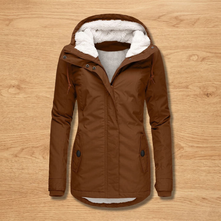 Women's Sherpa-Lined Hooded Winter Parka Jacket - Brown