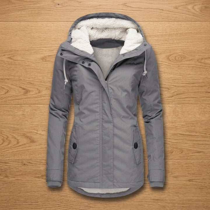 Women's Sherpa-Lined Hooded Winter Parka Jacket - Gray