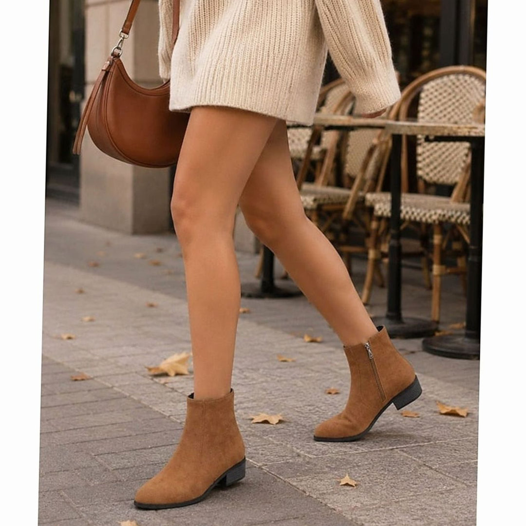Women's Side-Zip Block Heel Suede Ankle Boots