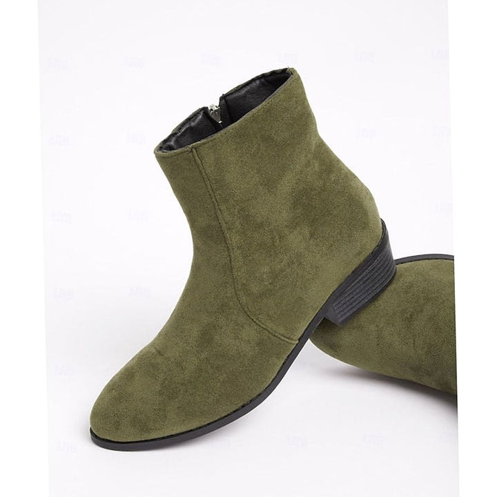 Women's Side-Zip Block Heel Suede Ankle Boots