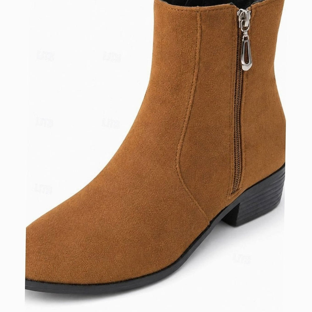 Women's Side-Zip Block Heel Suede Ankle Boots