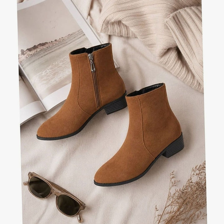 Women's Side-Zip Block Heel Suede Ankle Boots