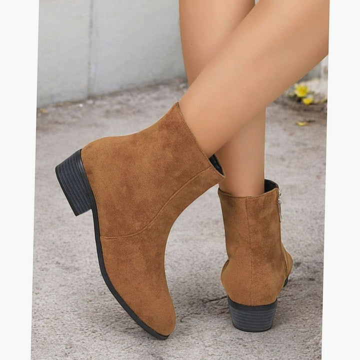 Women's Side-Zip Block Heel Suede Ankle Boots