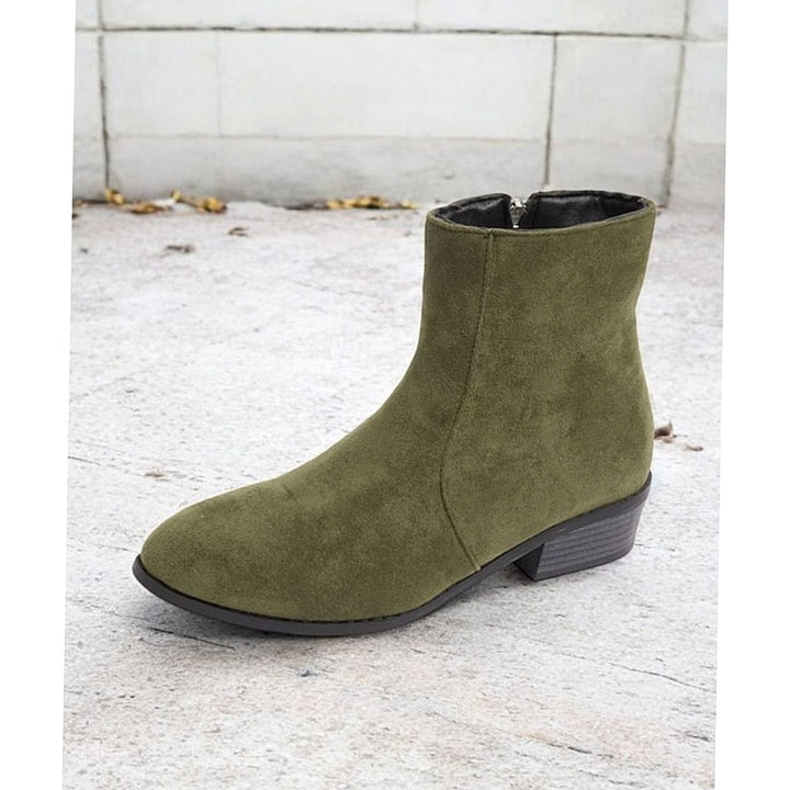 Women's Side-Zip Block Heel Suede Ankle Boots
