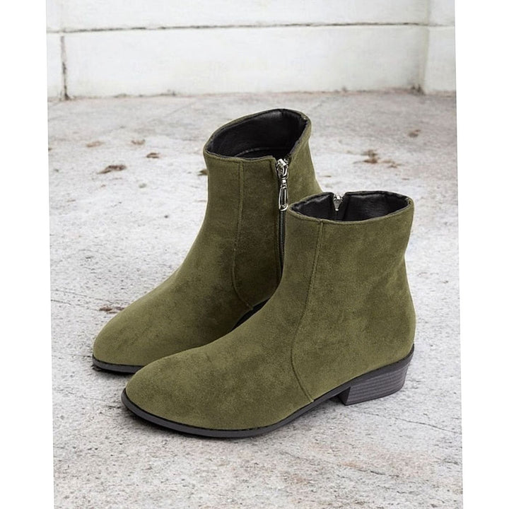 Women's Side-Zip Block Heel Suede Ankle Boots
