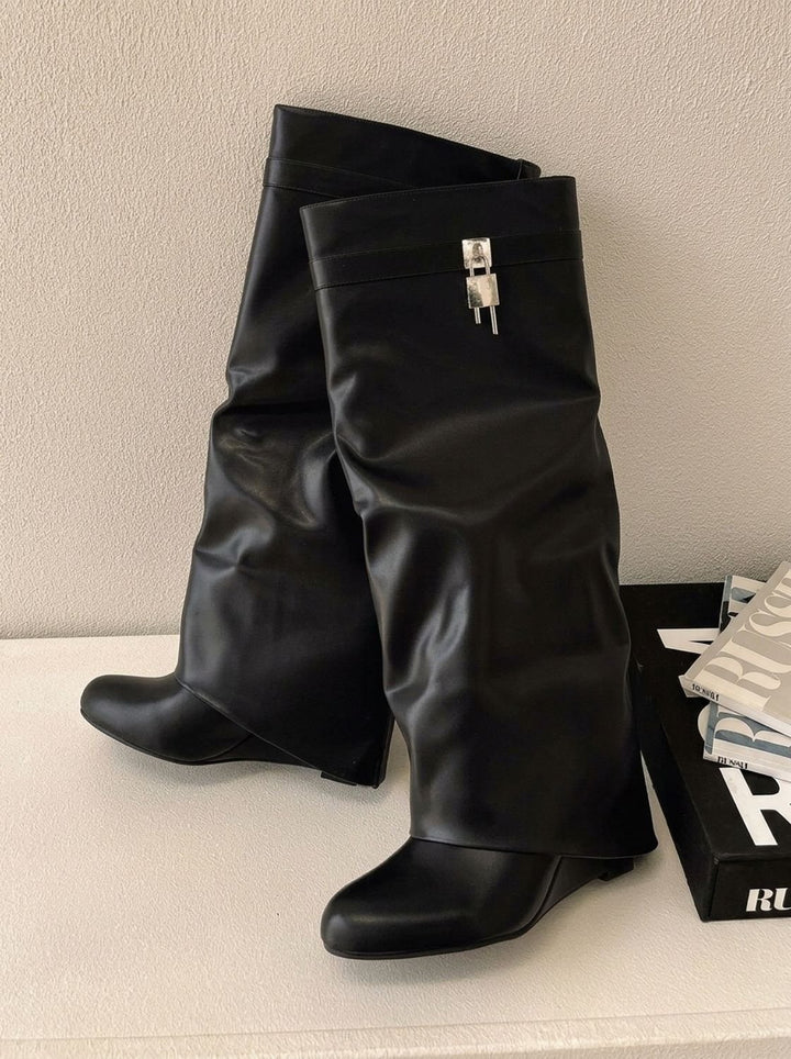 Women's Sleek Faux Leather Knee High Boots