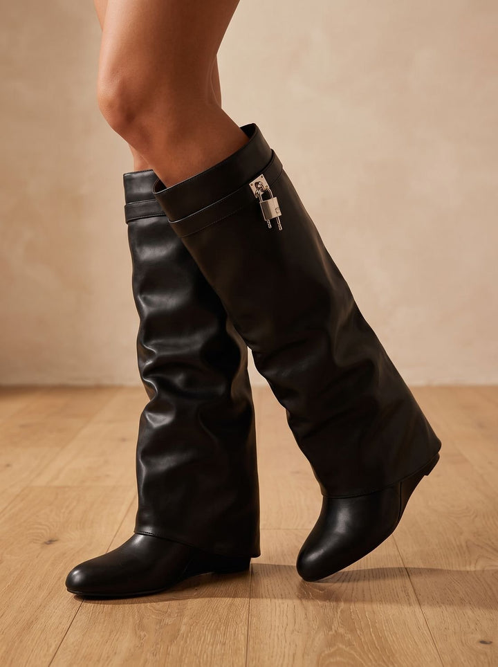 Women's Sleek Faux Leather Knee High Boots