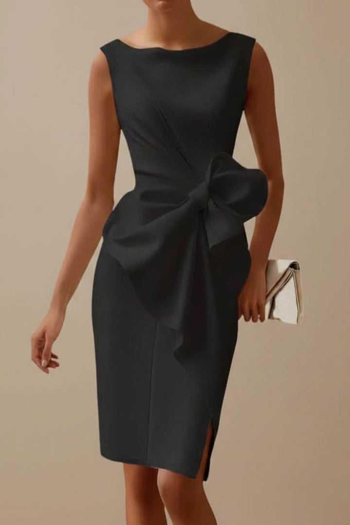 Women's Sleeveless Bow-Detail Midi Cocktail Dress - Black