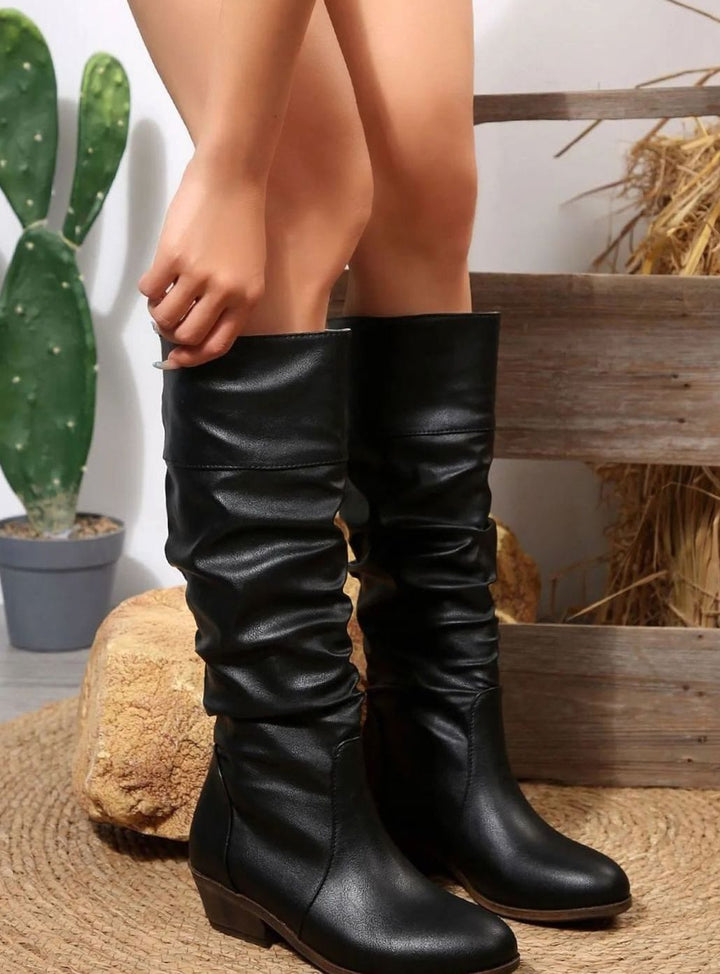 Women's Slouch Block Heel Pull-On Western Boots
