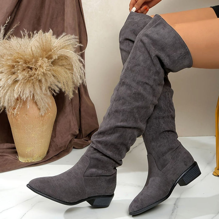 Women's Slouchy Over-the-Knee Faux Suede Block Heel Boots