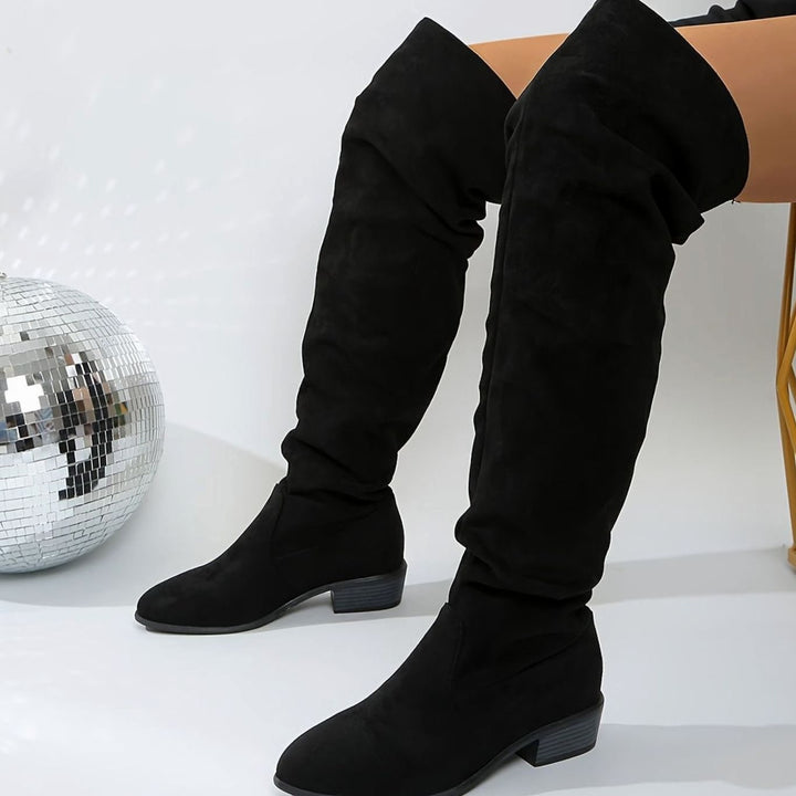 Women's Slouchy Over-the-Knee Faux Suede Block Heel Boots