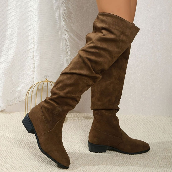 Women's Slouchy Over-the-Knee Faux Suede Block Heel Boots