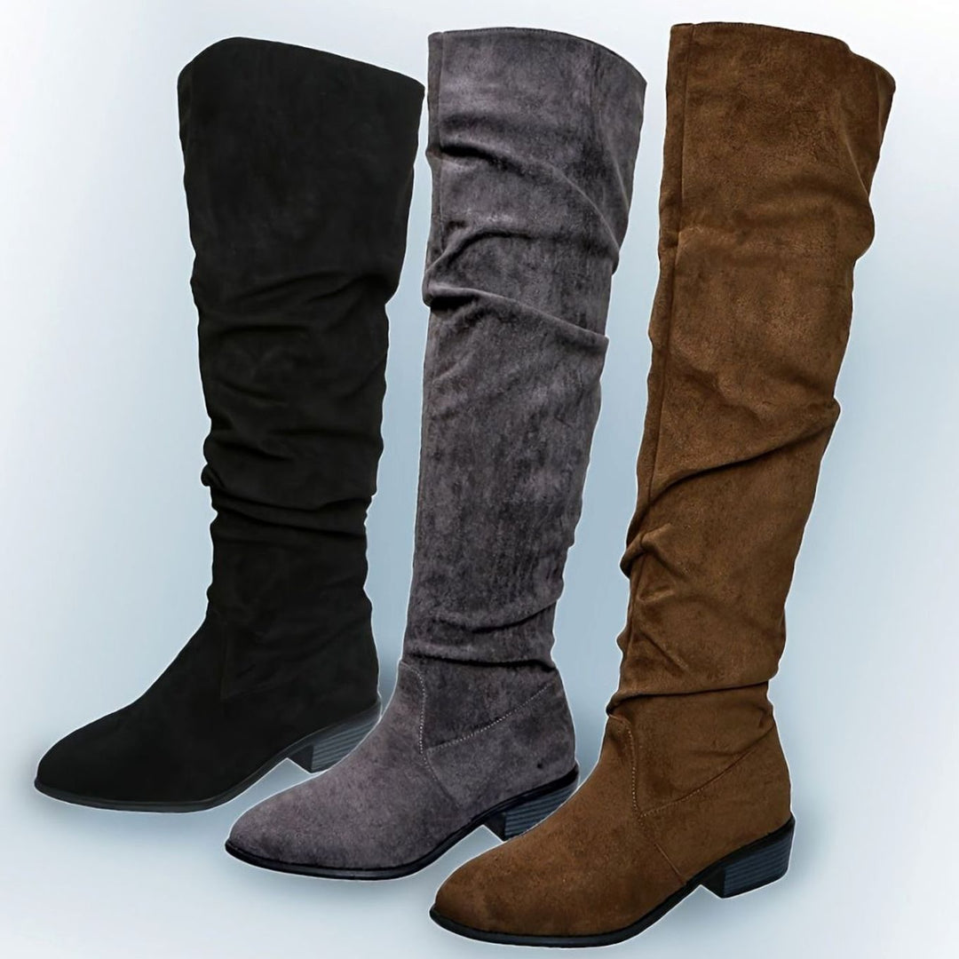 Women's Slouchy Over-the-Knee Faux Suede Block Heel Boots