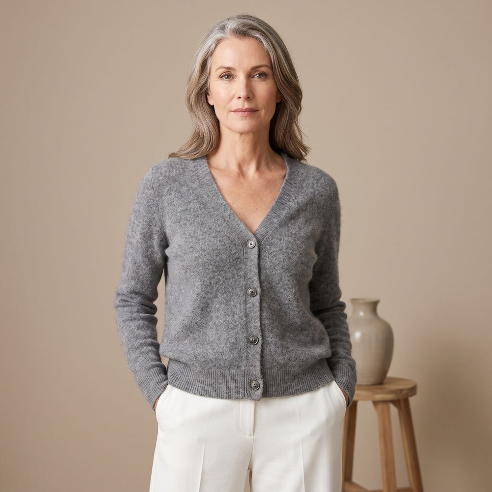 Women's Soft Knit Button-Front Cardigan - Gray