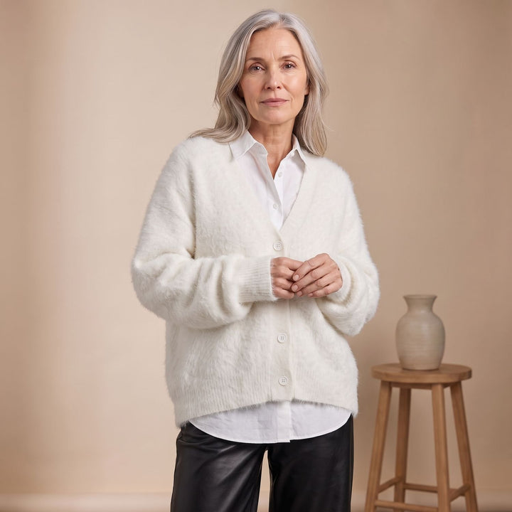 Women's Soft Knit Button-Front Cardigan - White