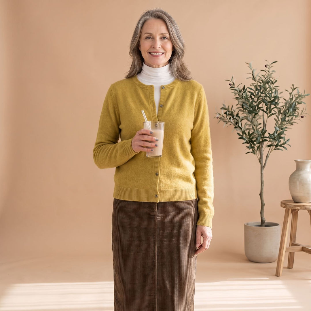 Women's Soft Knit Button-Front Crew Neck Cardigan
