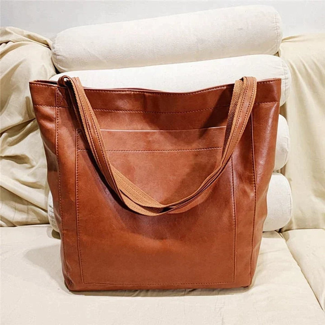 Women's Spacious Genuine Leather Shoulder Tote Bag
