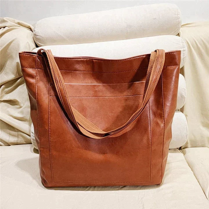 Women's Spacious Genuine Leather Shoulder Tote Bag