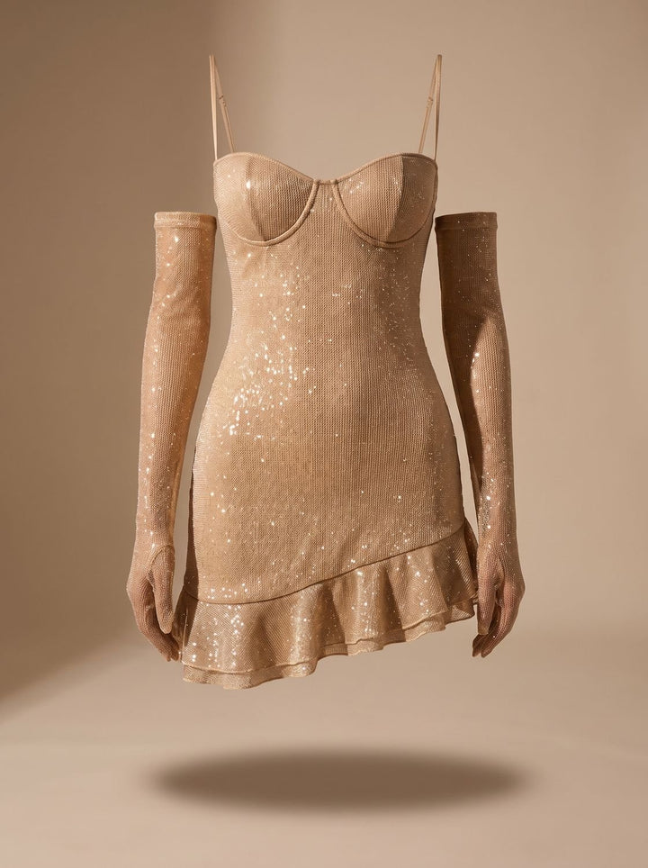 Women's Sparkly Sequin Ruffle Mini Christmas Party Dress