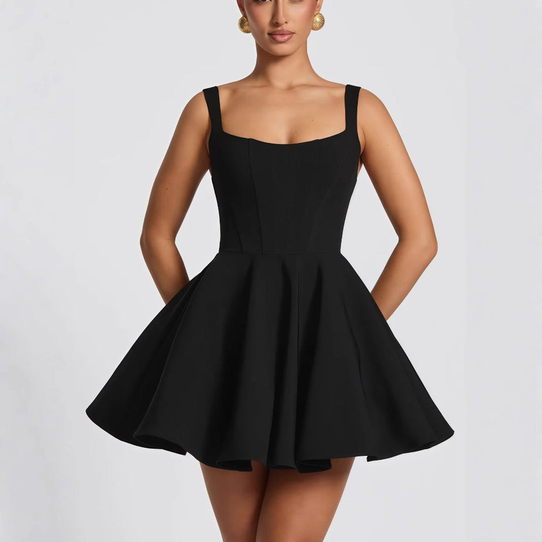 Women's Square-Neck Oversized Bow Flared Cocktail Dress