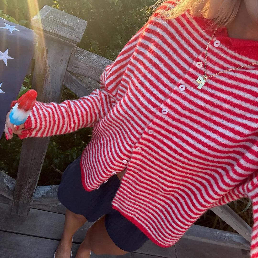 Evelyn | Women's Striped Button Front Cardigan Sweater