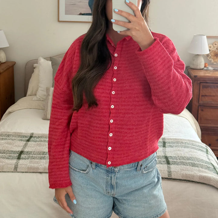 Evelyn | Women's Striped Button Front Cardigan Sweater