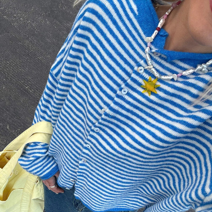 Evelyn | Women's Striped Button Front Cardigan Sweater