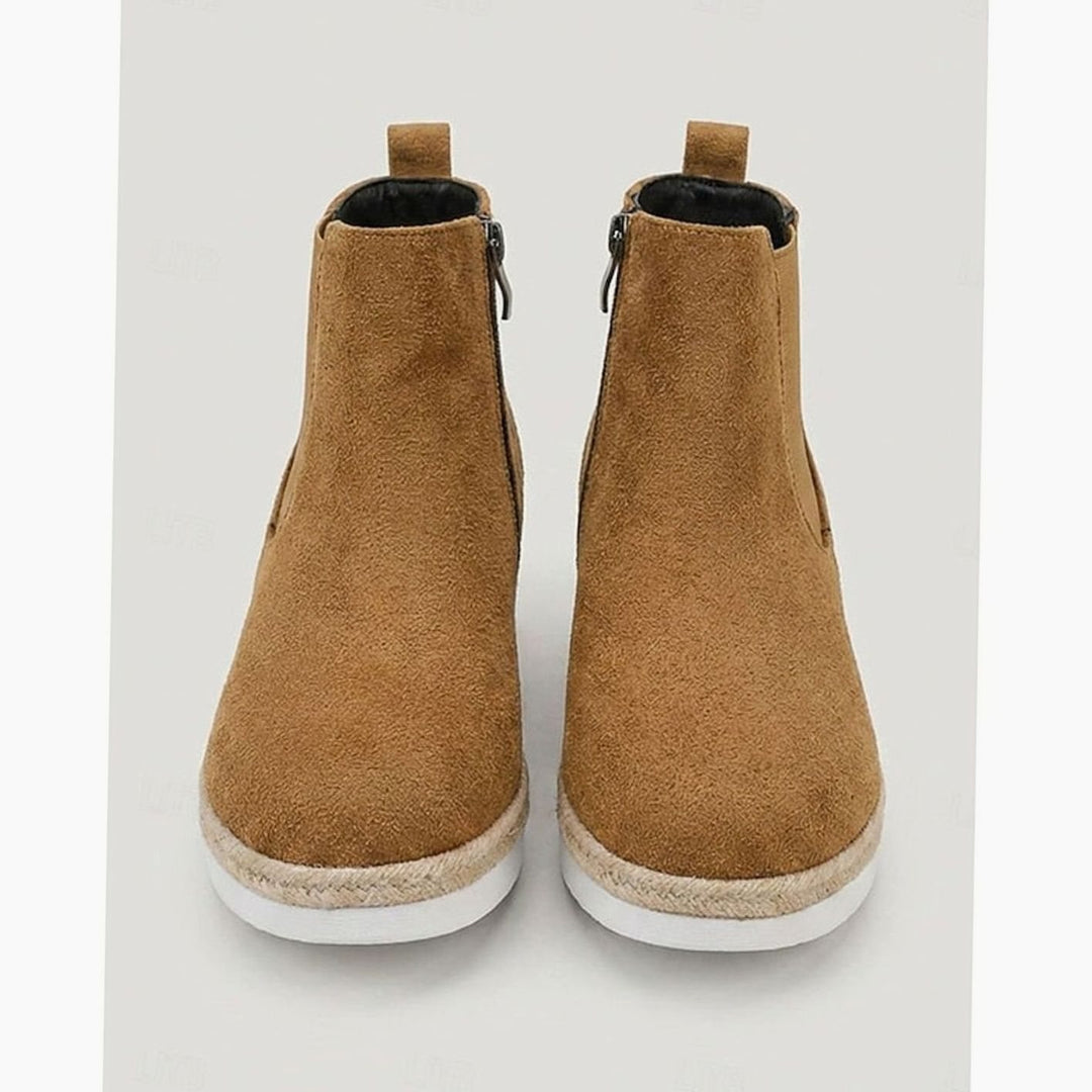 Women's Suede Wedge Chelsea Ankle Booties Side-Zip