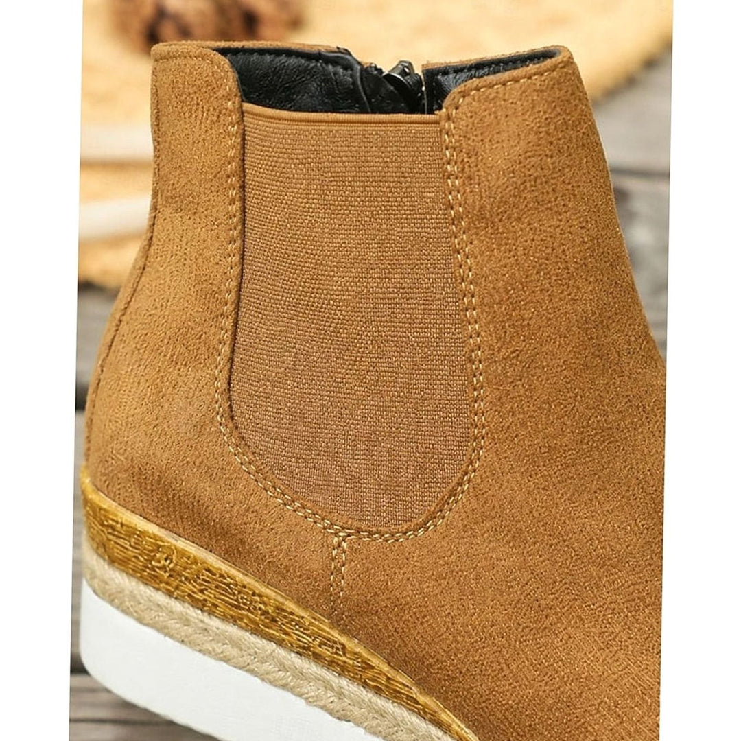 Women's Suede Wedge Chelsea Ankle Booties Side-Zip