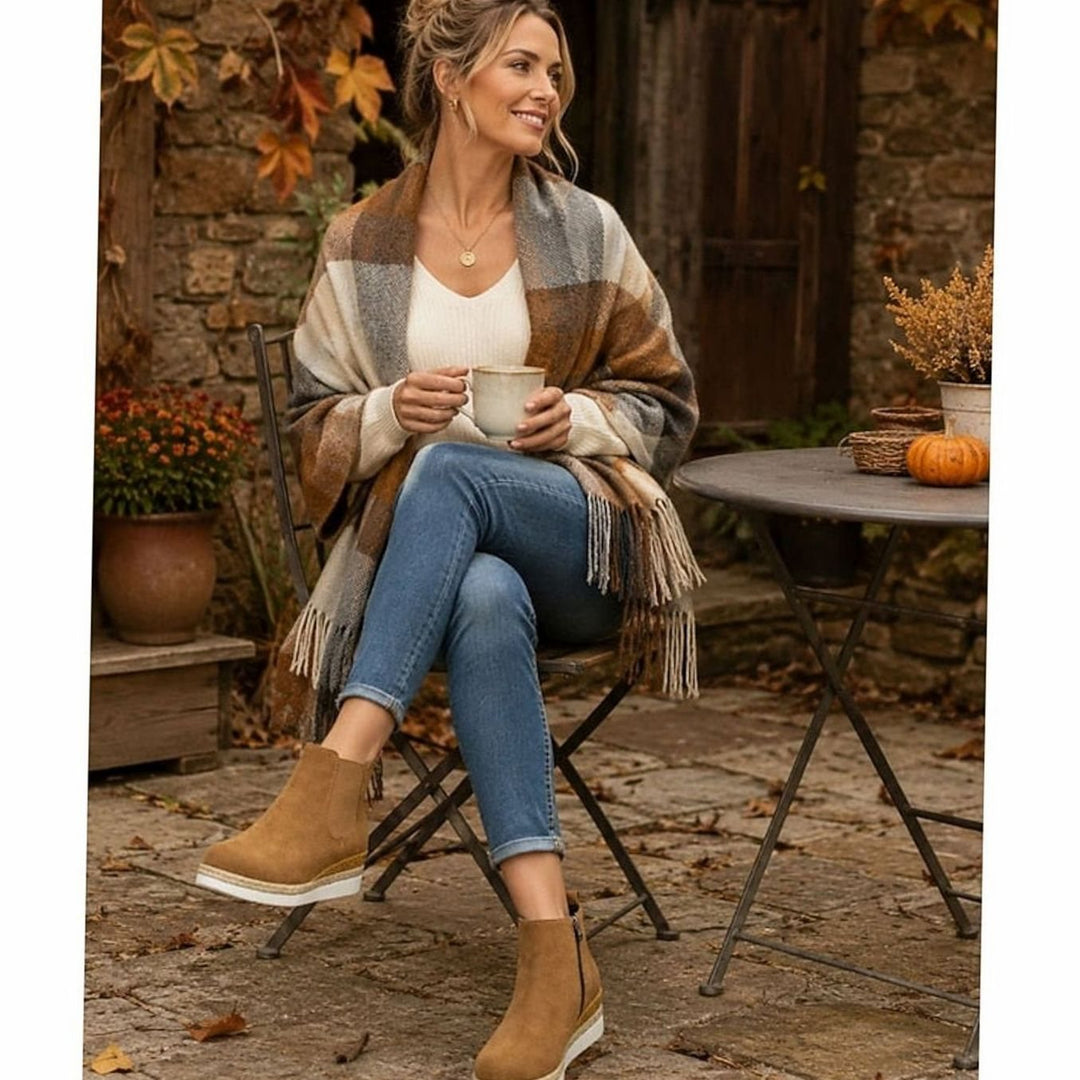 Women's Suede Wedge Chelsea Ankle Booties Side-Zip