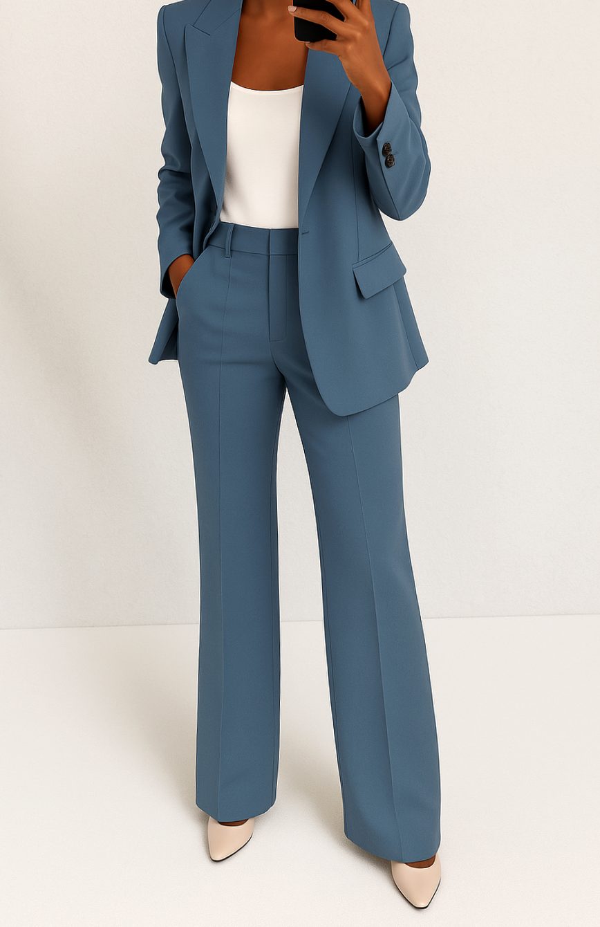 Women's Tailored Blazer Pants Suit Set Single-Button Professional