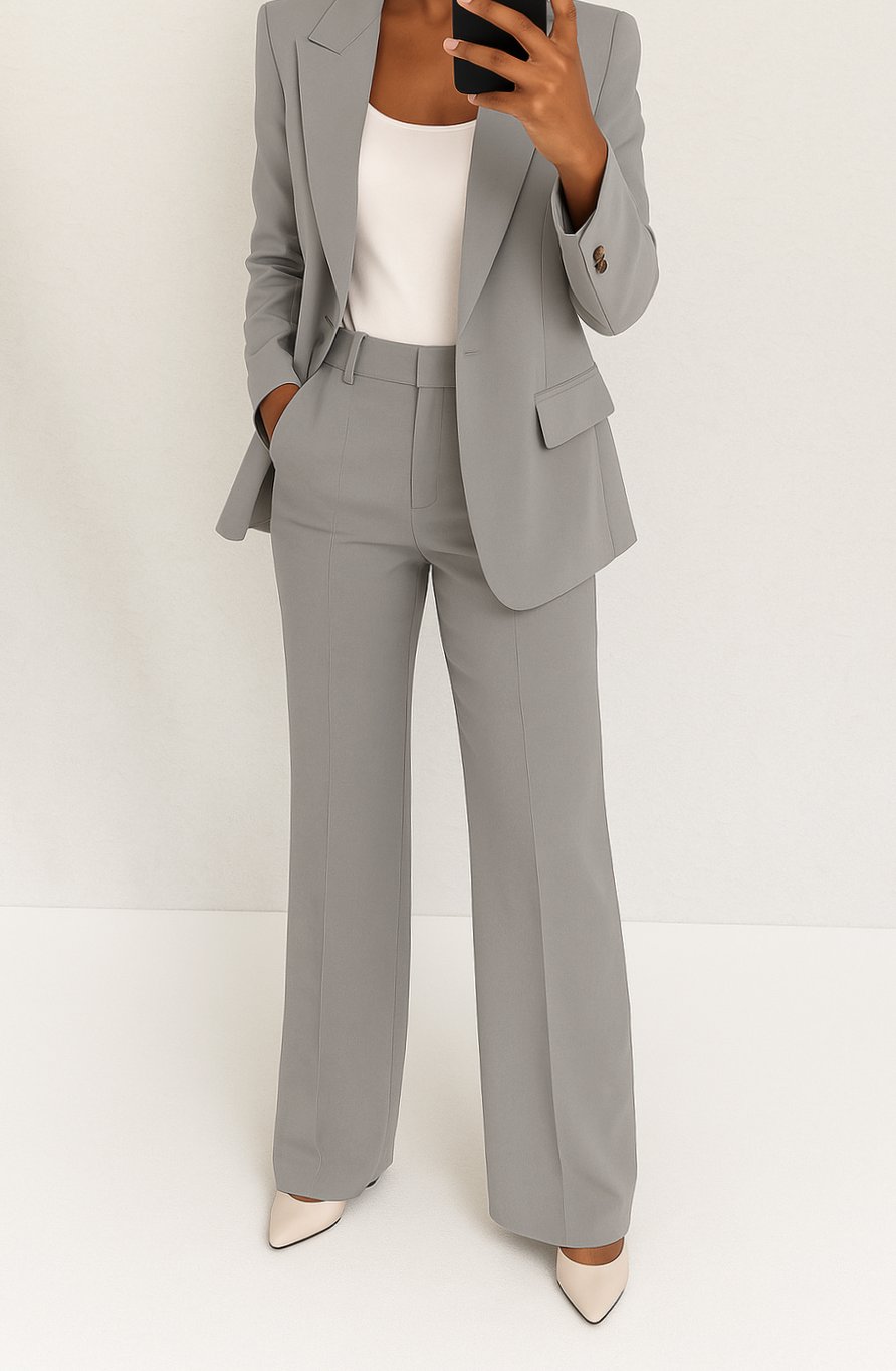 Women's Tailored Blazer Pants Suit Set Single-Button Professional