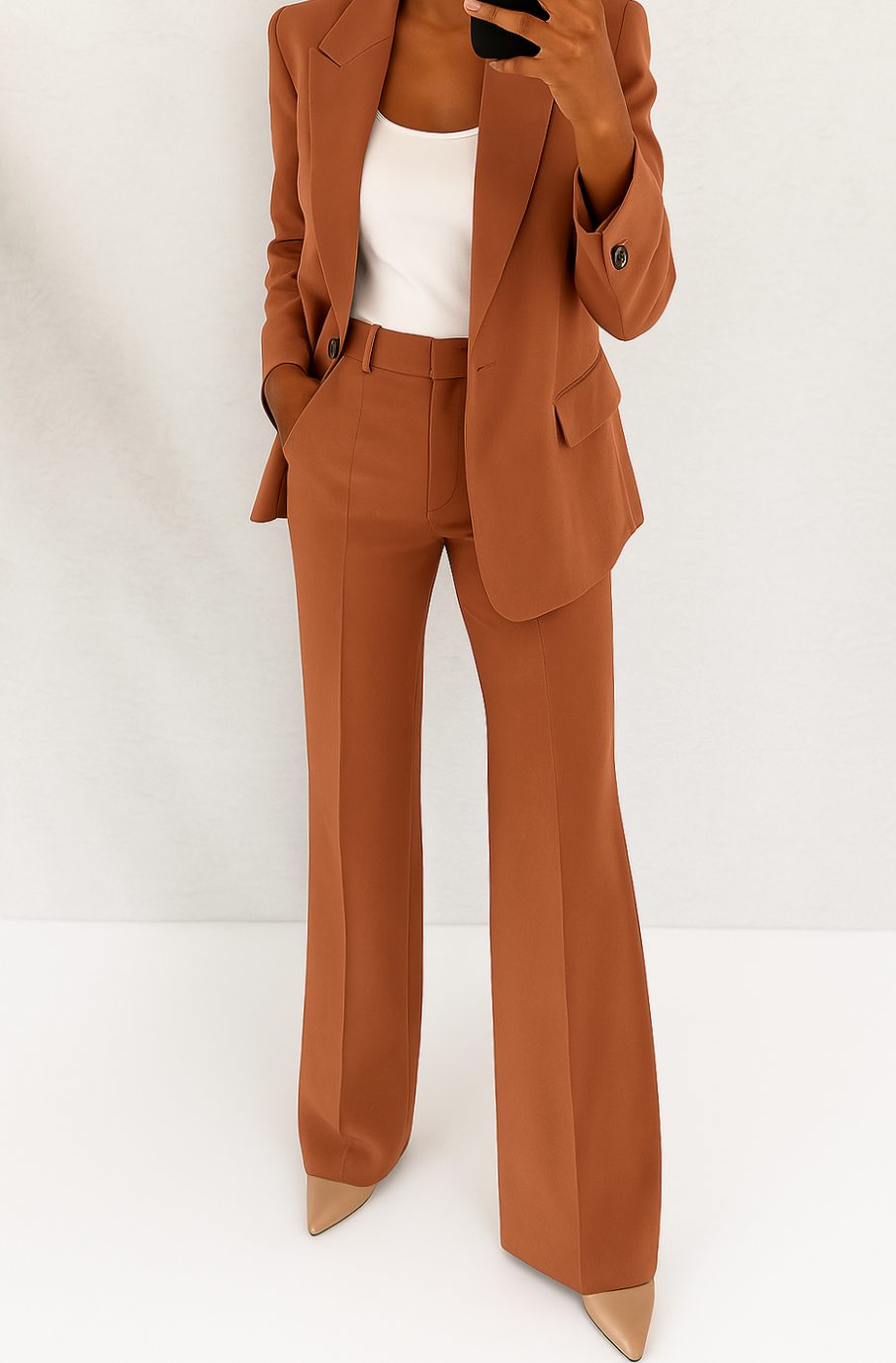 Women's Tailored Blazer Pants Suit Set Single-Button Professional
