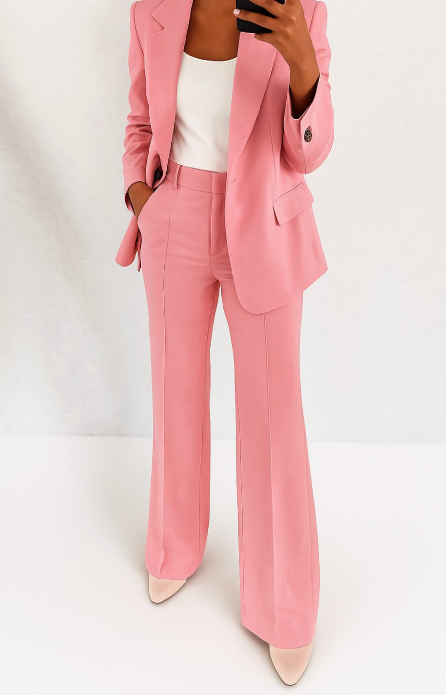 Women's Tailored Blazer Pants Suit Set Single-Button Professional